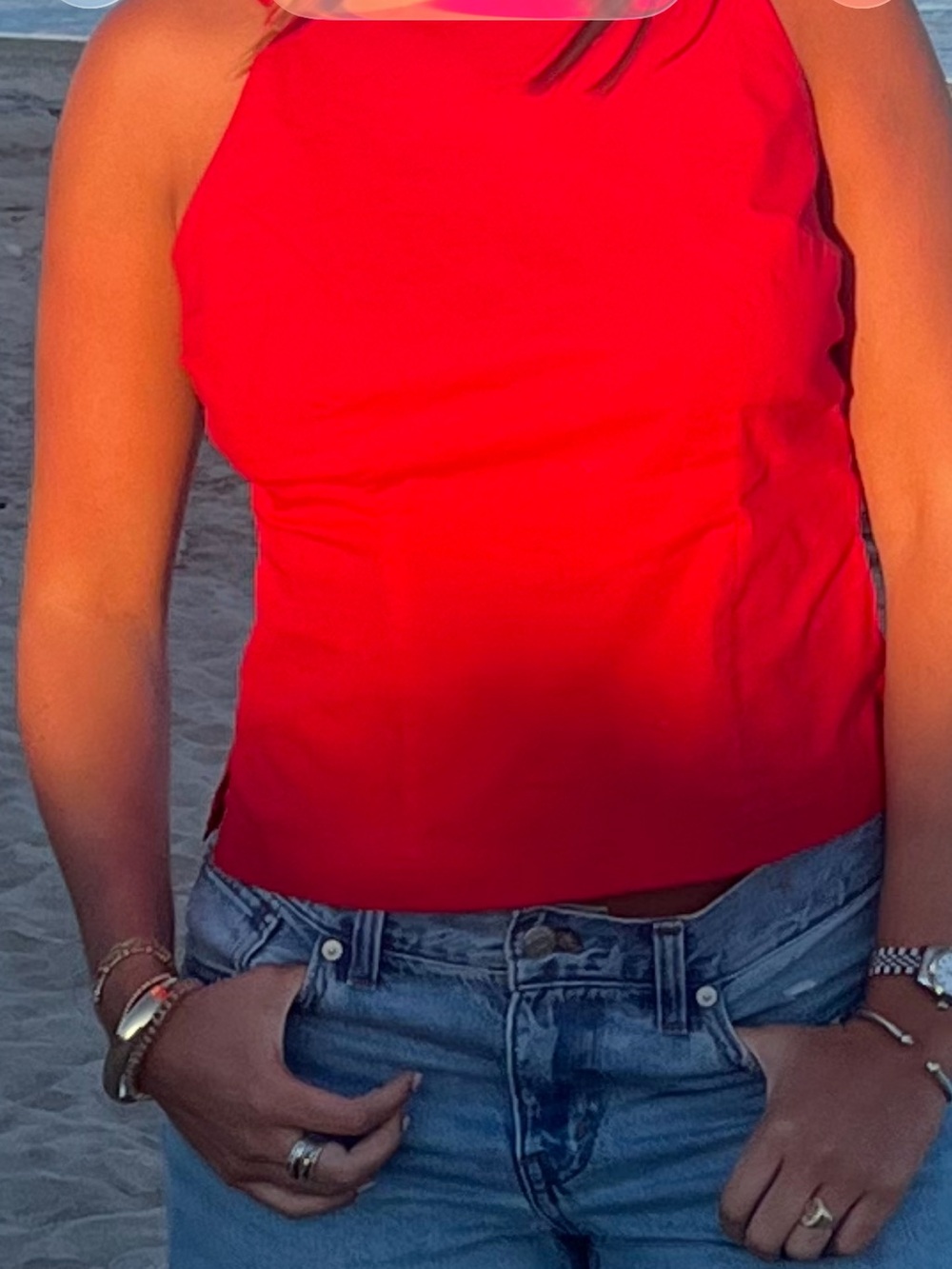 Vintage Bright Red Sleeveless Tank Top